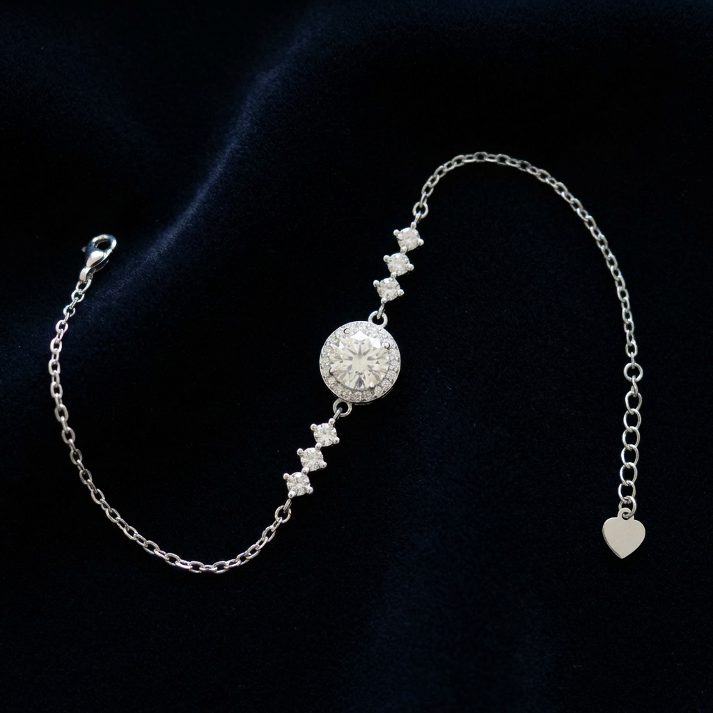 Moissanite Halo Station Bracelet