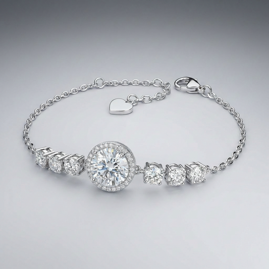 Moissanite Halo Station Bracelet