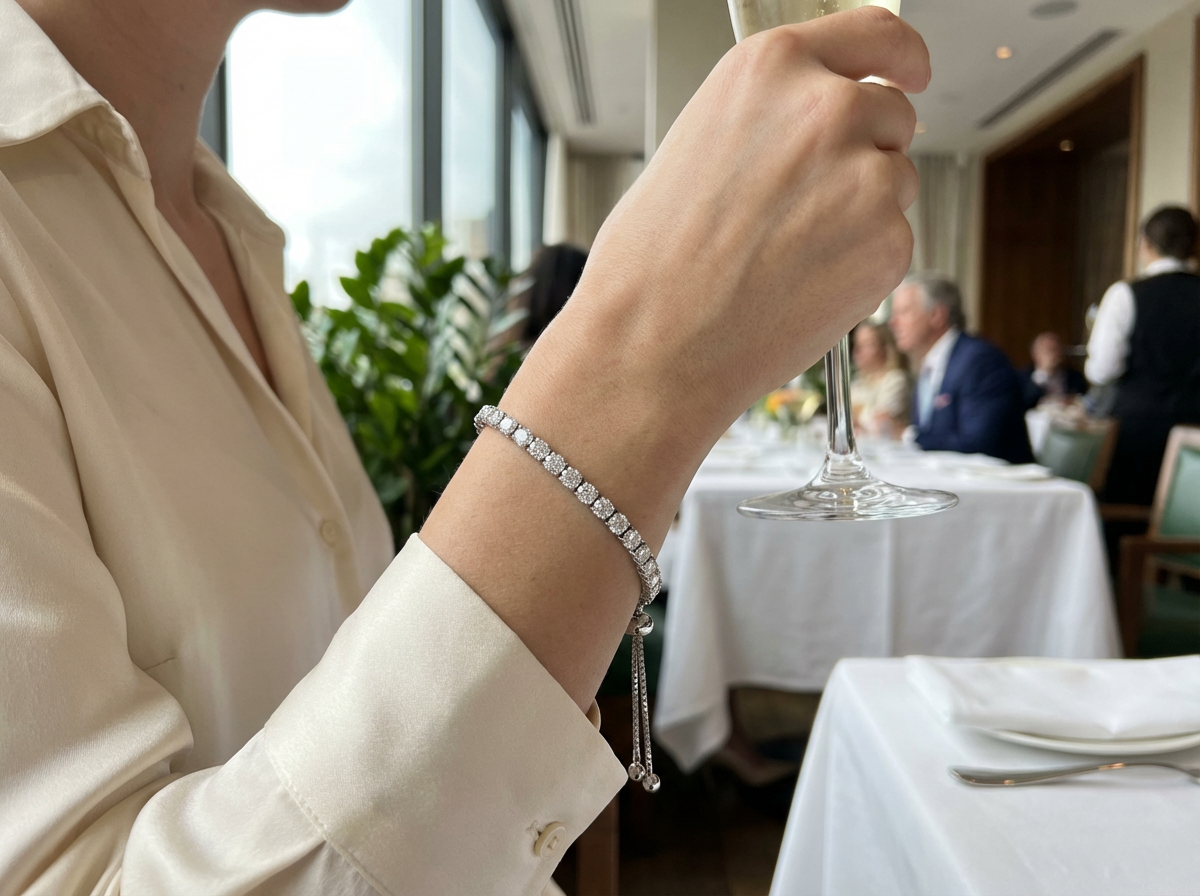 Moissanite Halo Station Bracelet