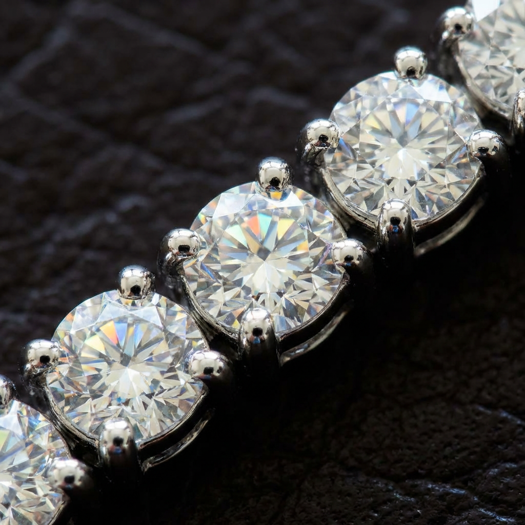 Moissanite Halo Station Bracelet