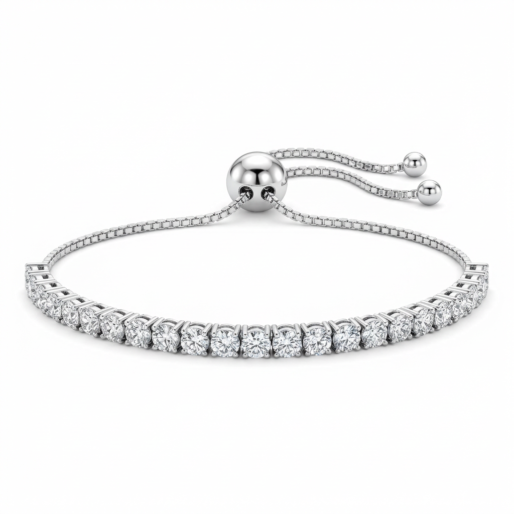 Moissanite Halo Station Bracelet