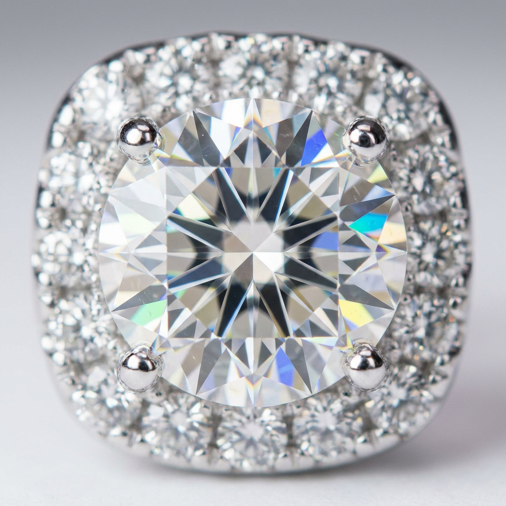 Moissanite Cushion Halo Stud Earrings