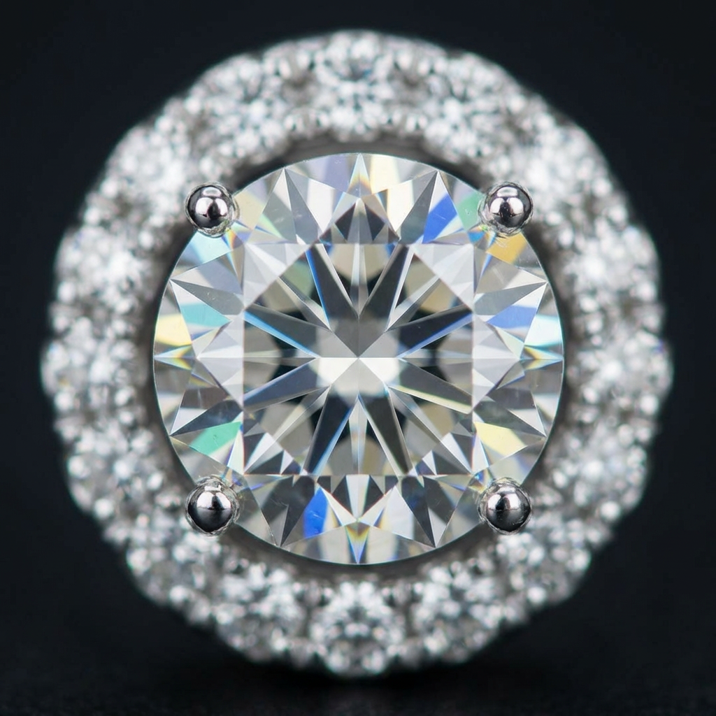 Moissanite Halo Stud Earrings