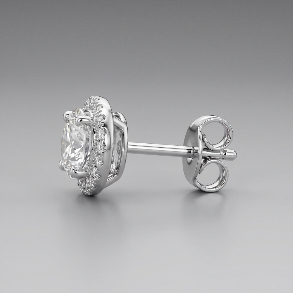 Moissanite Halo Stud Earrings